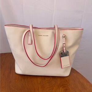 Marc Jacobs White and Pink Sidekick Tote Bag